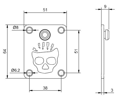 Premium DG Billet Strap Lock Neck Plate Button - Black
